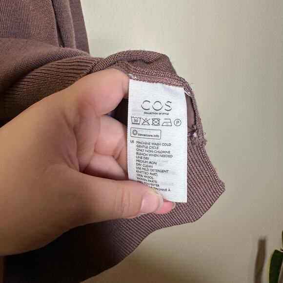 COS Womens Size Small Mixed Media Mauve Brown Pink Wool Poly Sweater Top Staple - Picture 6 of 7